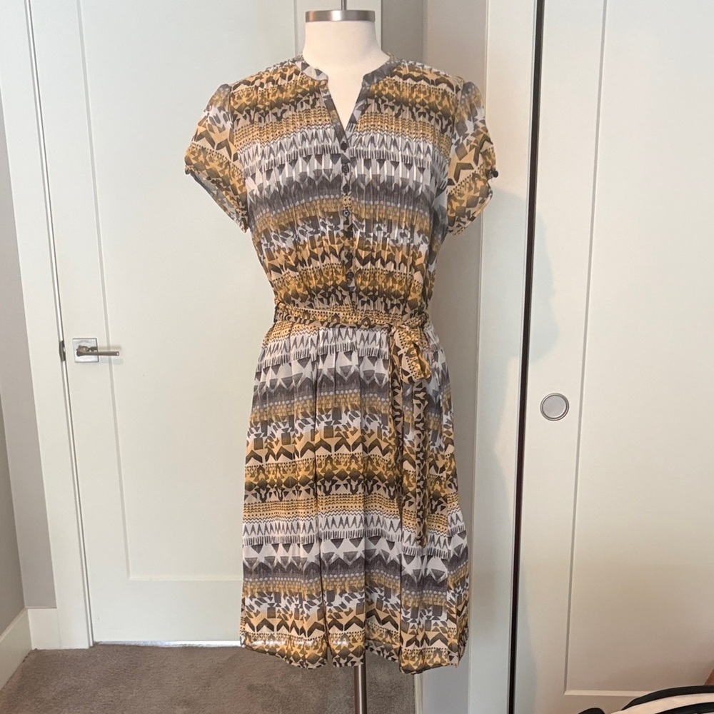 Robert Louis geometric print dress NWT work to evening ready